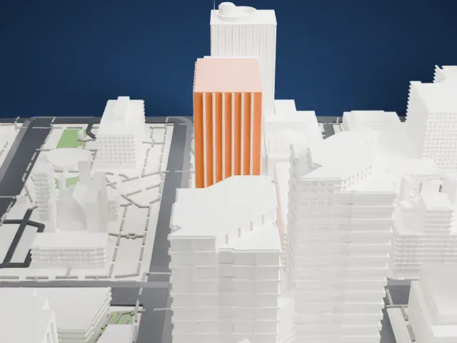 Renaissance Square model, East view