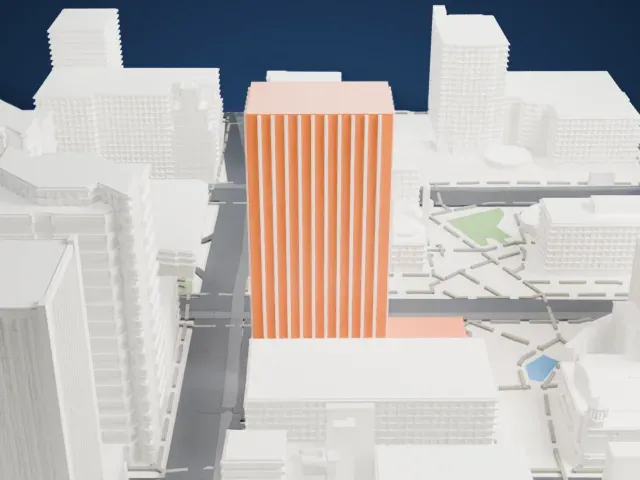 Renaissance Square model, North view