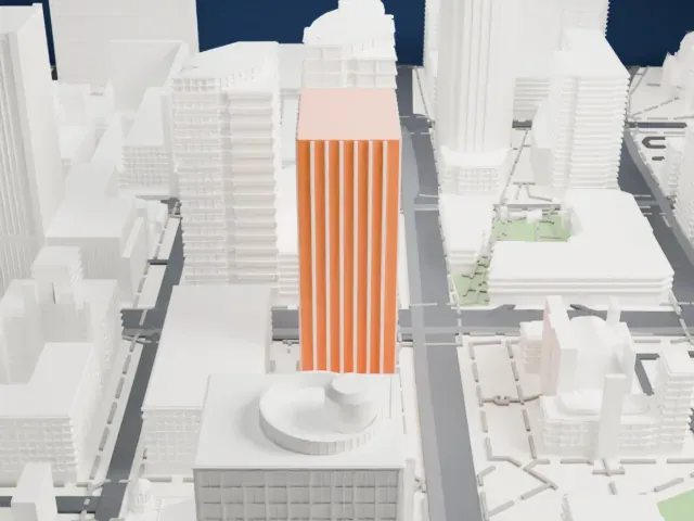 Renaissance Square model, West view