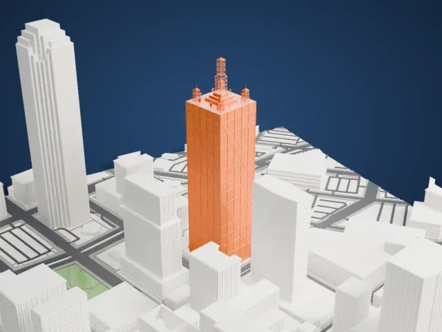 Renaissance Tower (Dallas) model, East view