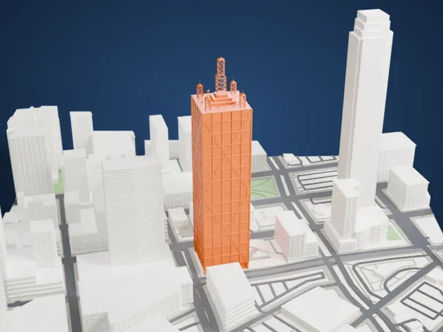 Renaissance Tower (Dallas) model, North view