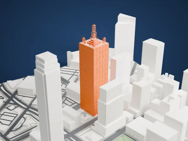 Renaissance Tower (Dallas) model, South view