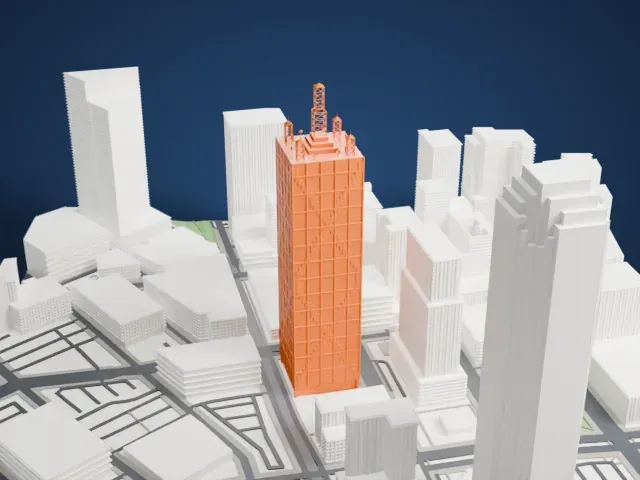 Renaissance Tower (Dallas) model, West view