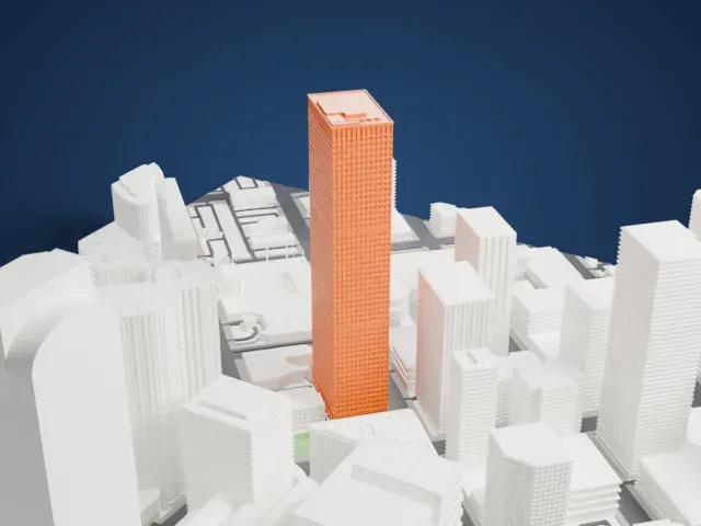 Republic Plaza (Denver) model, East view