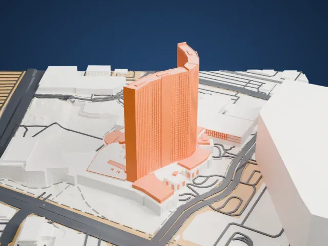 Resorts World Las Vegas model, East view