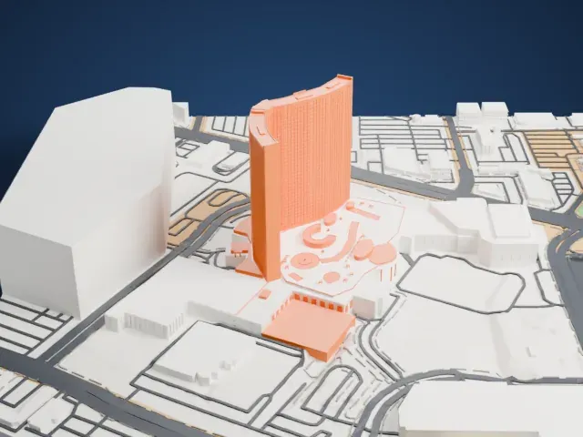 Resorts World Las Vegas model, West view
