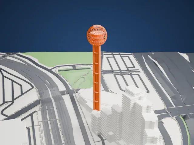 Reunion Tower model, North view