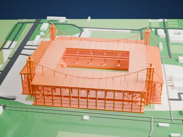 RheinEnergieStadion model, East view