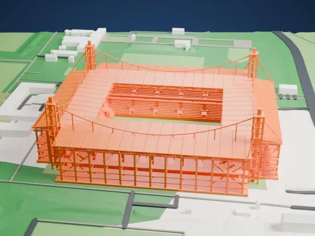 RheinEnergieStadion model, West view