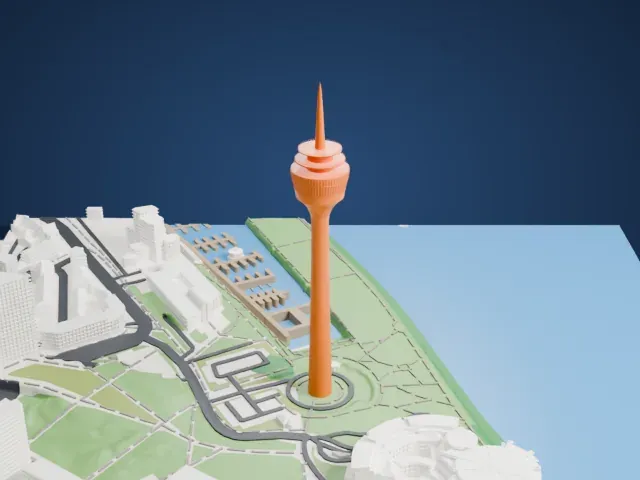 Rheinturm model, East view