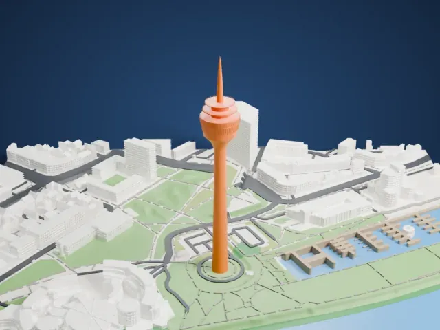 Rheinturm model, North view