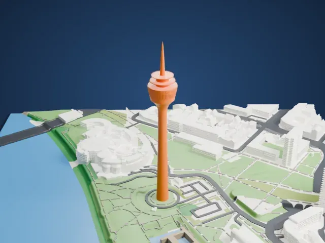 Rheinturm model, West view