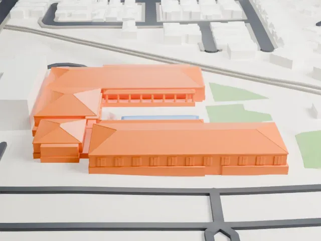 Richard Nixon Presidential Library and Museum model, South view