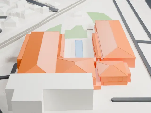 Richard Nixon Presidential Library and Museum model, West view