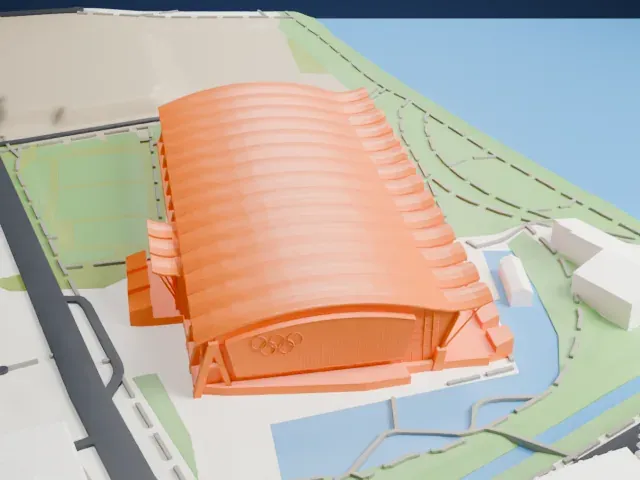 Richmond Olympic Oval model, East view