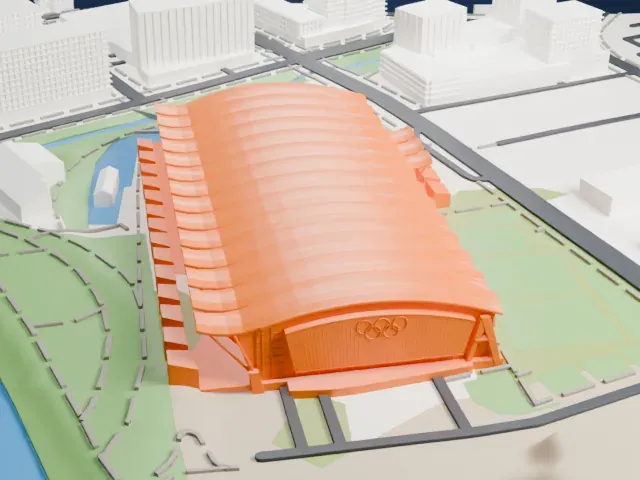 Richmond Olympic Oval model, West view