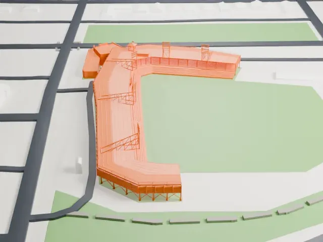 Rickwood Field model, South view