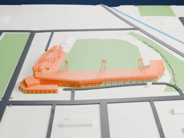 Rickwood Field model, West view