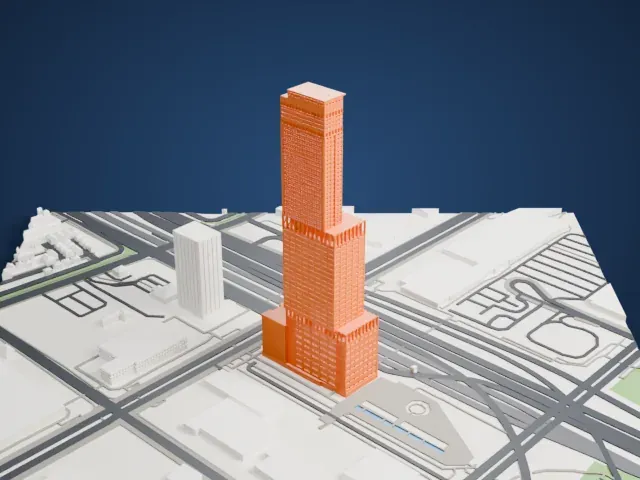 Rinku Gate Tower Building model, North view
