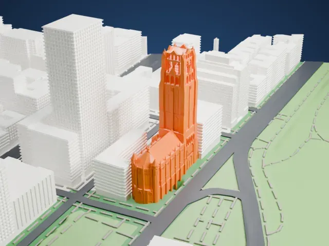 Riverside Church model, North view