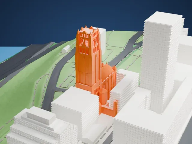 Riverside Church model, South view