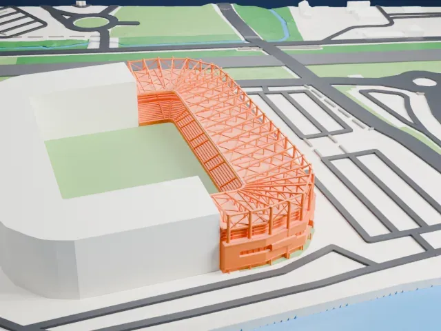 Riverside Stadium model, North view