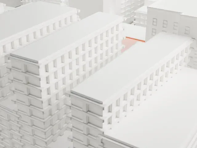 Robbins & Appleton Building model, West view