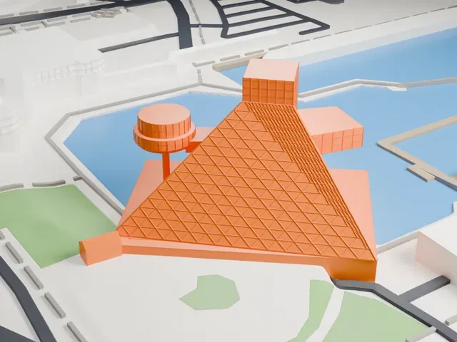 Rock and Roll Hall of Fame model, East view