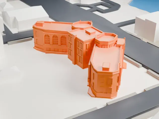 Rockaway Courthouse model, East view