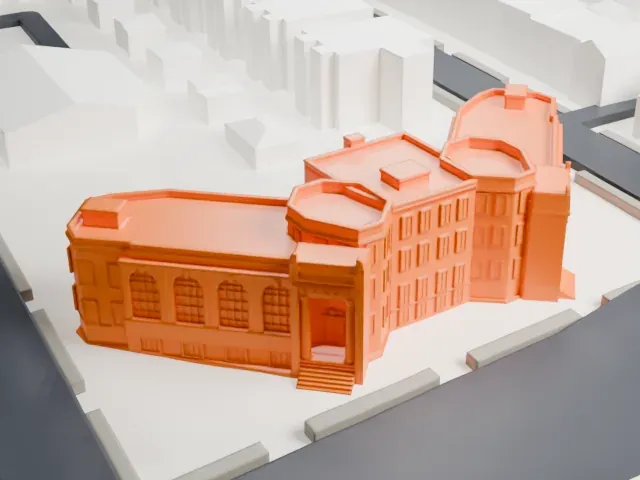 Rockaway Courthouse model, North view