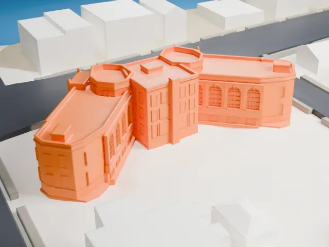 Rockaway Courthouse model, South view