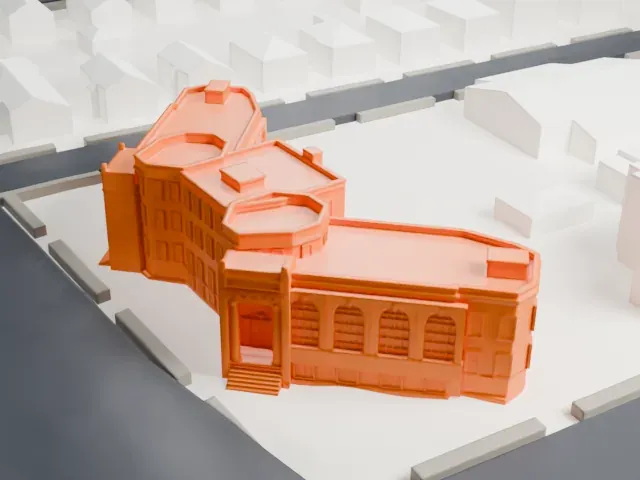Rockaway Courthouse model, West view