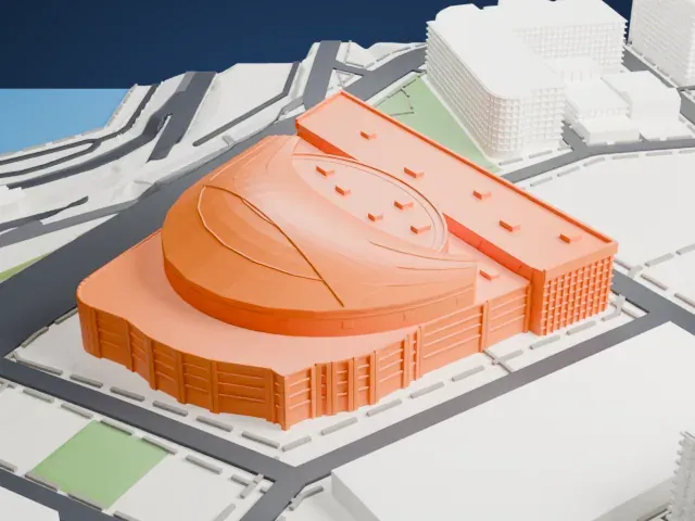 Rocket Arena model, East view