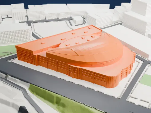 Rocket Arena model, South view