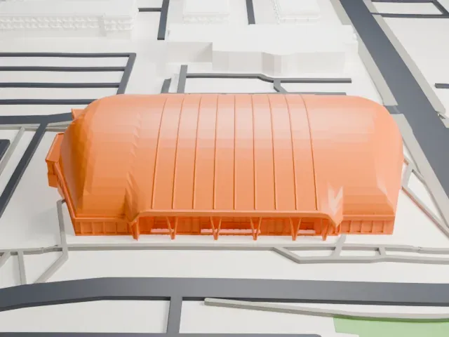 Rogers Forum model, East view