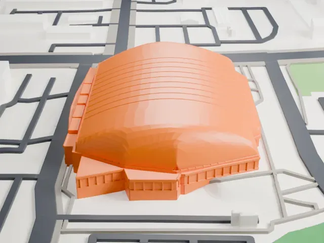 Rogers Forum model, South view