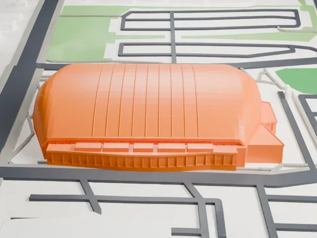 Rogers Forum model, West view