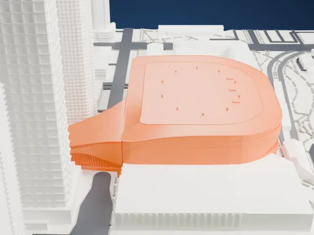 Rogers Place model, East view
