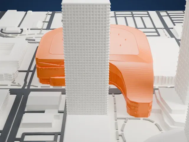 Rogers Place model, South view