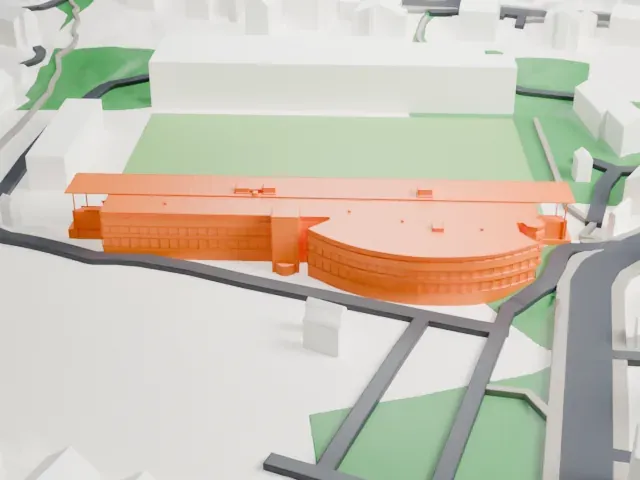 Romssa Arena model, East view