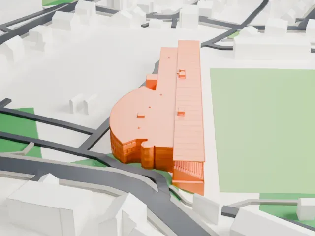 Romssa Arena model, North view