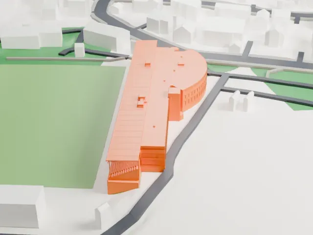 Romssa Arena model, South view