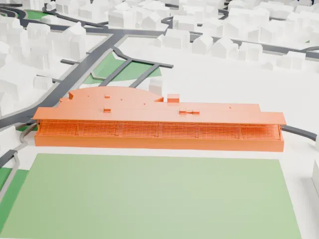Romssa Arena model, West view
