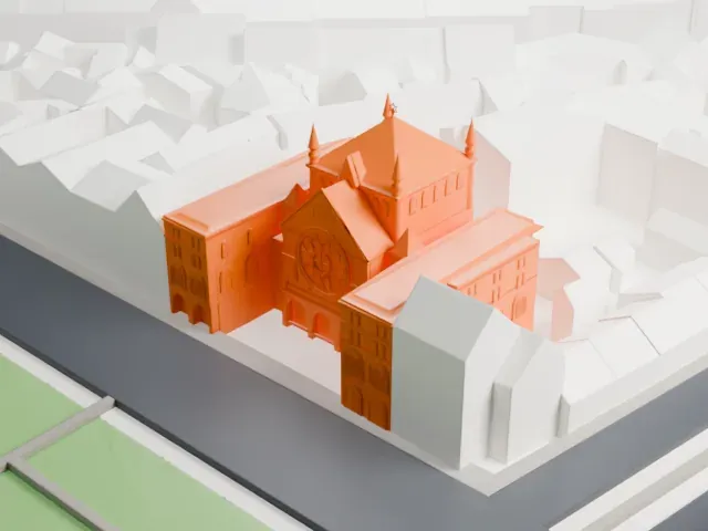 Roonstrasse Synagogue model, South view