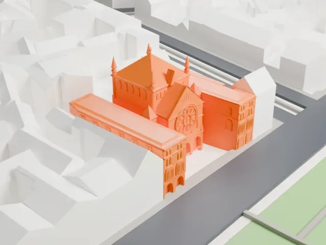 Roonstrasse Synagogue model, West view