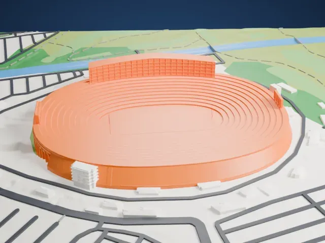 Rose Bowl model, East view