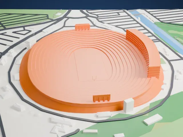 Rose Bowl model, North view