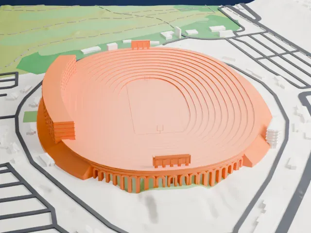 Rose Bowl model, South view