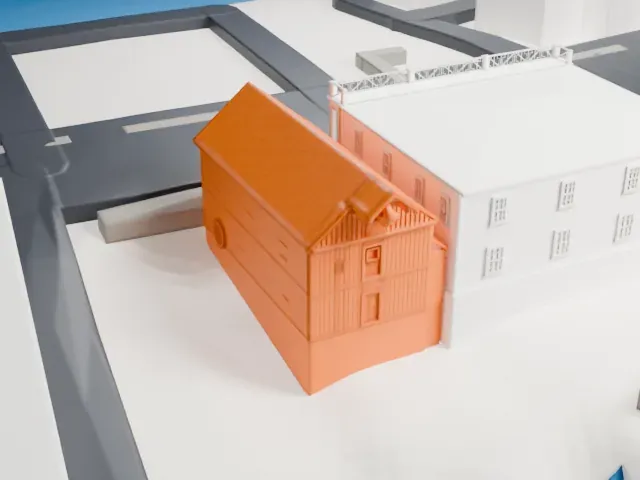 Roslyn Grist Mill model, North view