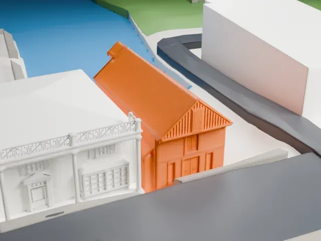 Roslyn Grist Mill model, South view